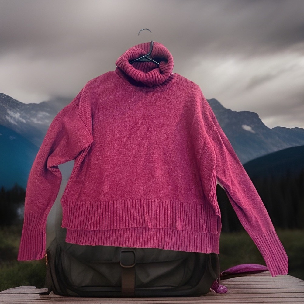 Anthropologie Sweater‎ Womens Medium Pink Turtleneck Knit Pullover Made In Italy